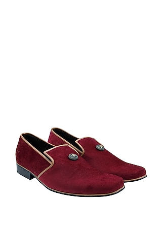 Maroon Suede Handcrafted Loafers by PAKO