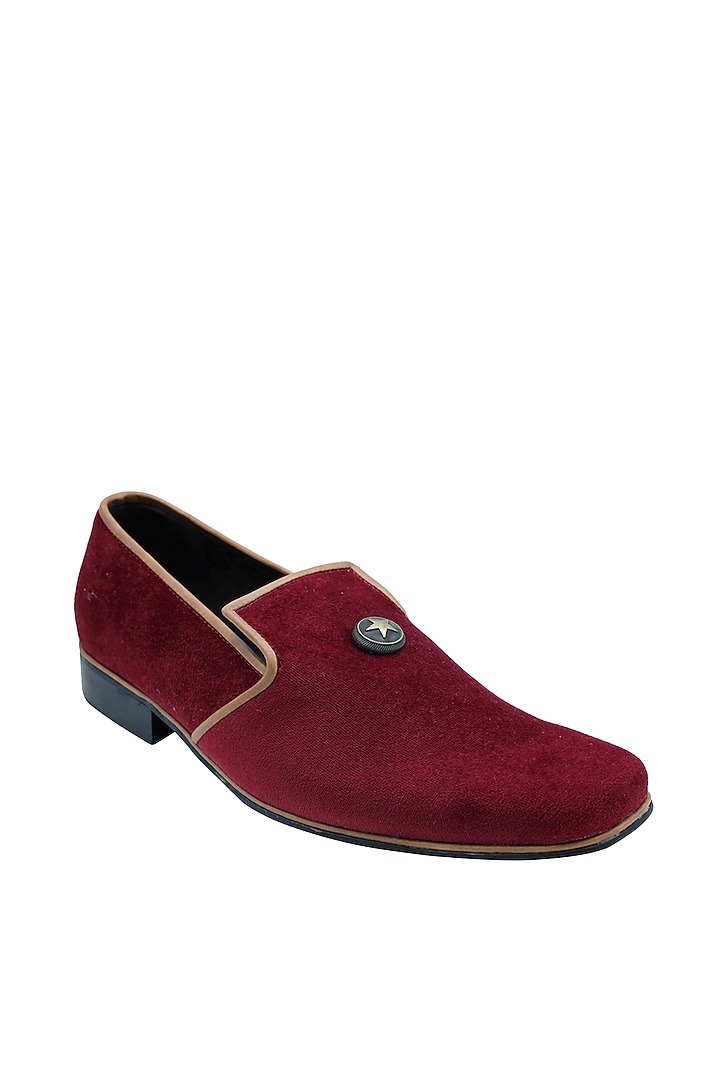 Maroon Suede Handcrafted Loafers by PAKO at Pernia's Pop Up Shop