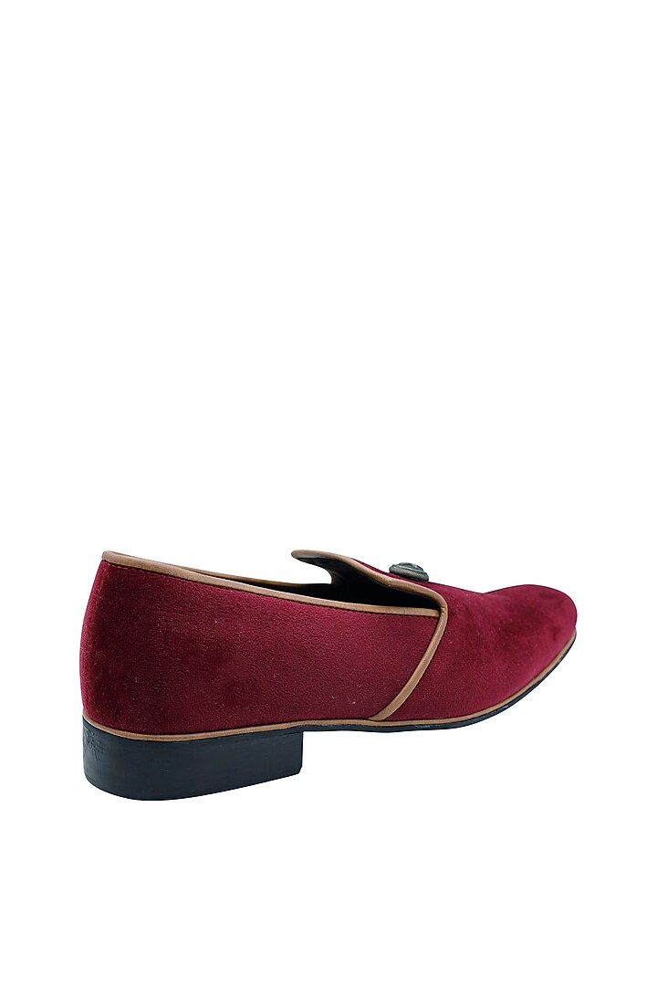 Maroon Suede Handcrafted Loafers by PAKO at Pernia's Pop Up Shop
