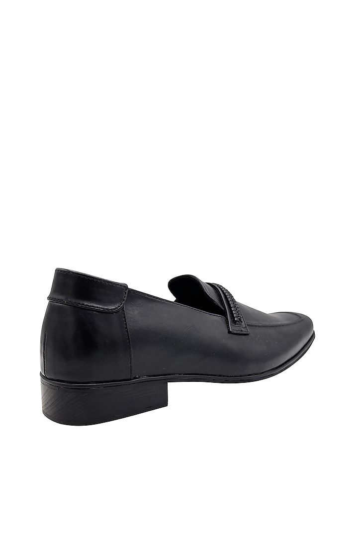 Black Faux Leather Handcrafted Loafers by PAKO at Pernia's Pop Up Shop