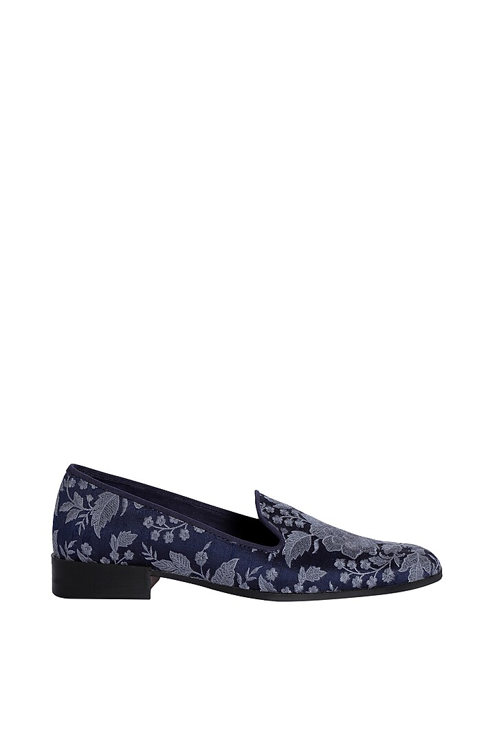 Blue Thread Embroidered Loafers by PAKO at Pernia's Pop Up Shop