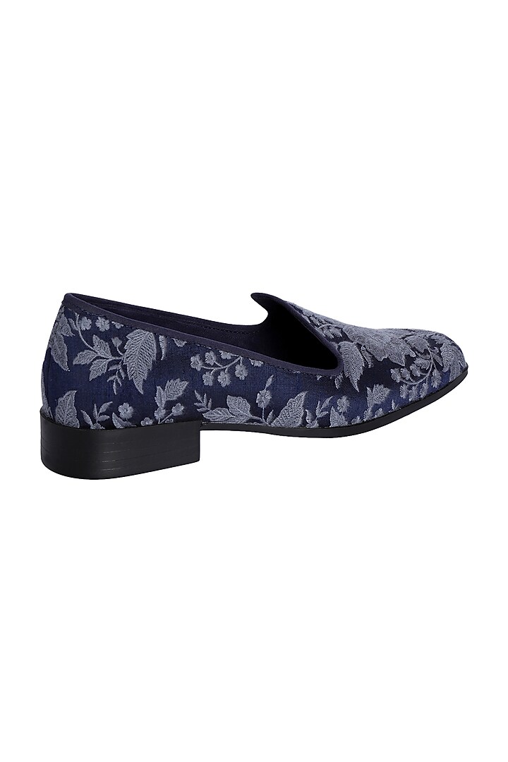 Blue Thread Embroidered Loafers by PAKO at Pernia's Pop Up Shop