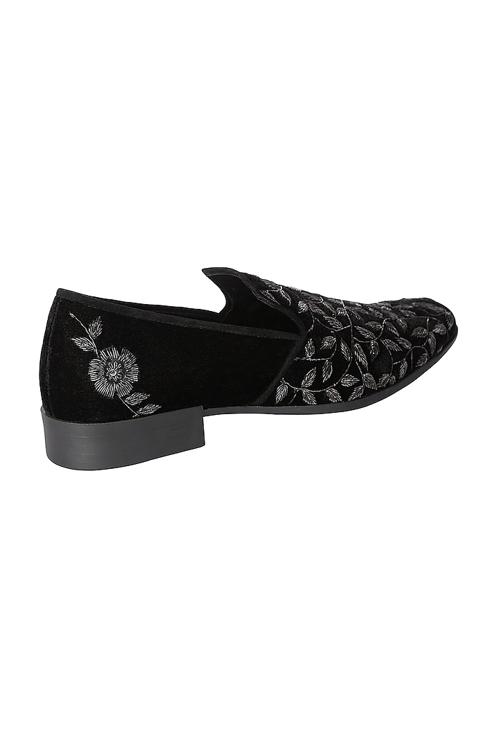 Black Hand Embroidered Loafers by PAKO at Pernia's Pop Up Shop