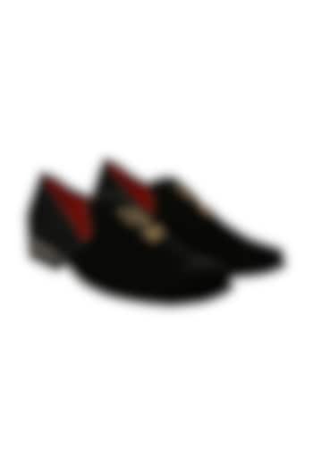 Black & Red Embroidered Loafers by PAKO