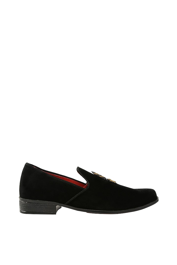 Black & Red Embroidered Loafers by PAKO at Pernia's Pop Up Shop