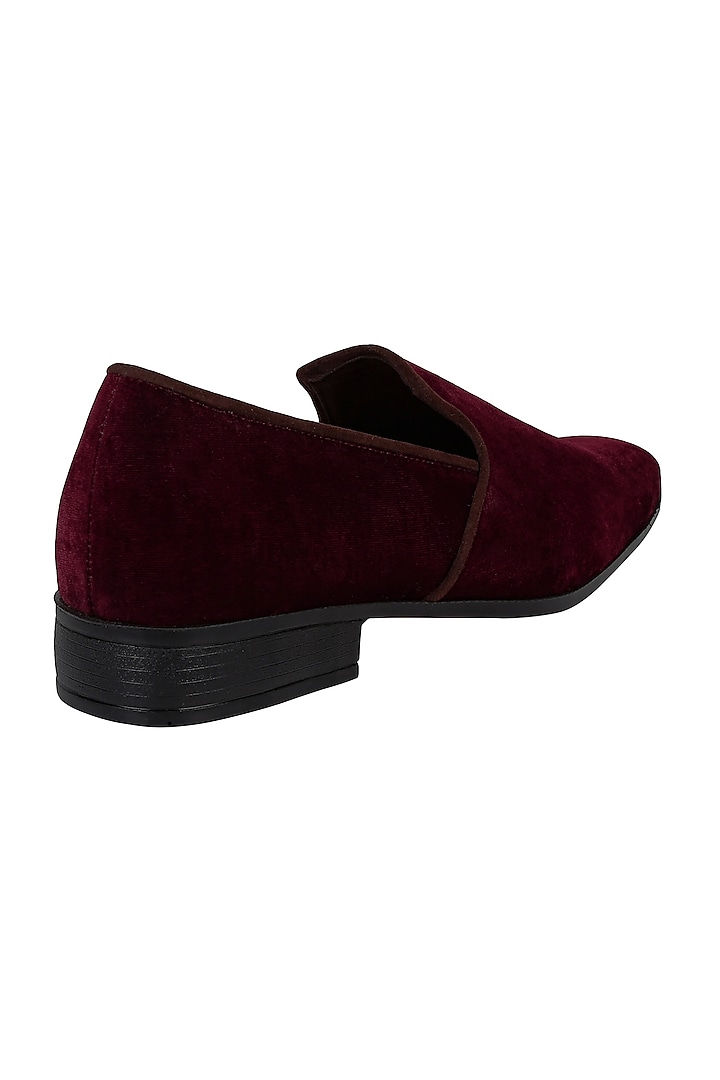 Maroon Velvet & Suede Loafers by PAKO at Pernia's Pop Up Shop