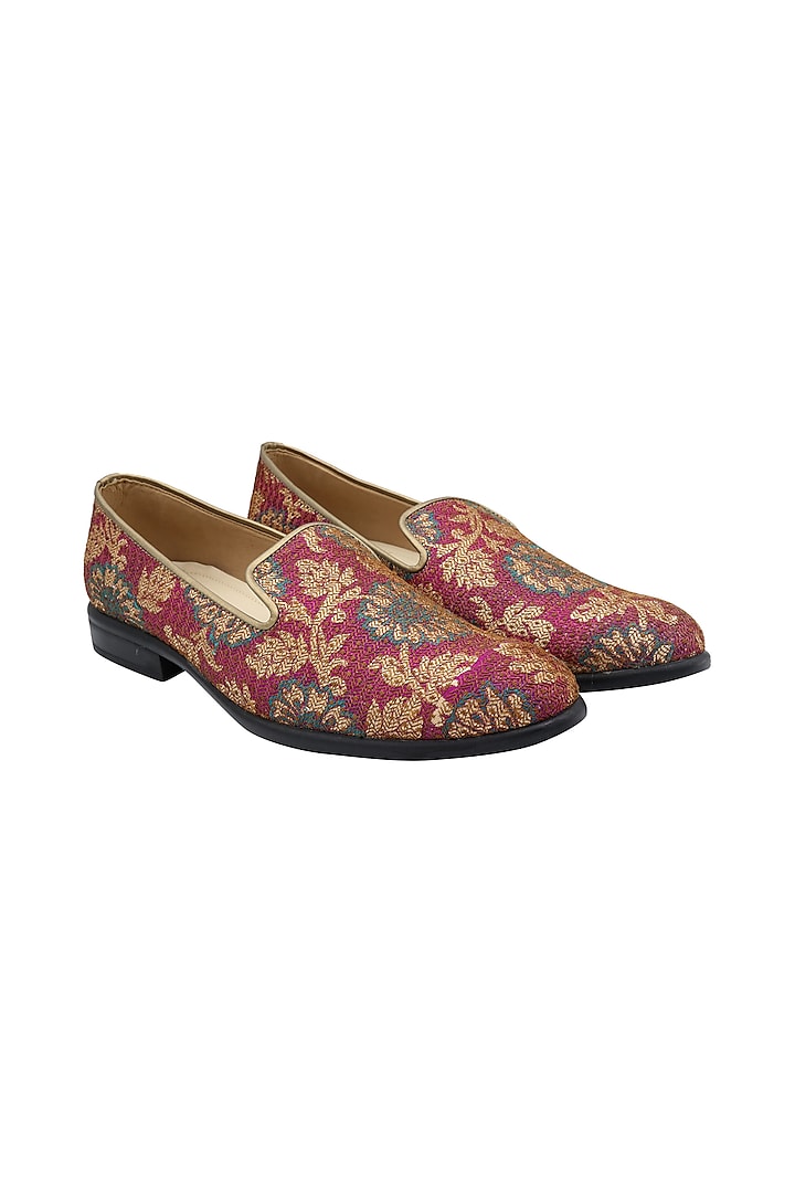 Pink Plum Floral Loafers by PAKO