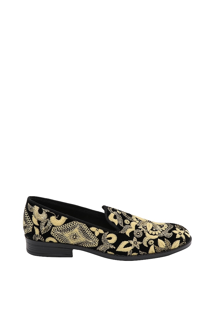 Black Embroidered Loafers by PAKO at Pernia's Pop Up Shop