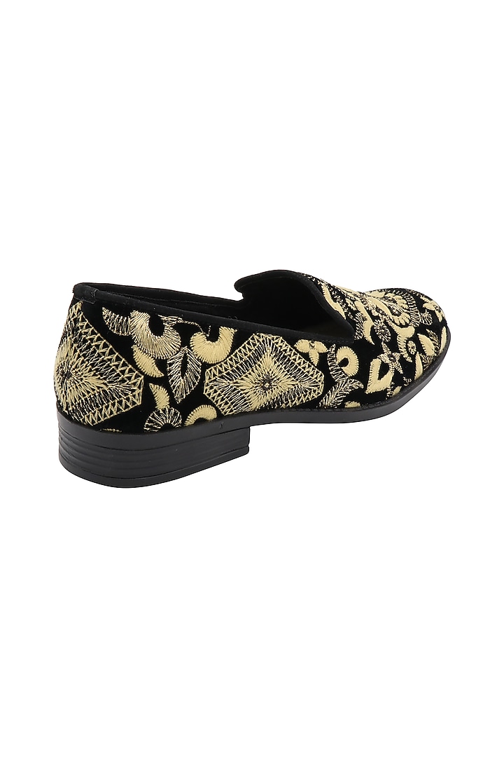 Black Embroidered Loafers by PAKO at Pernia's Pop Up Shop