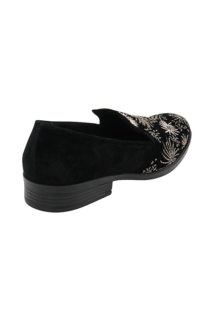 Black Zardosi Embroidered Loafers by PAKO at Pernia's Pop Up Shop