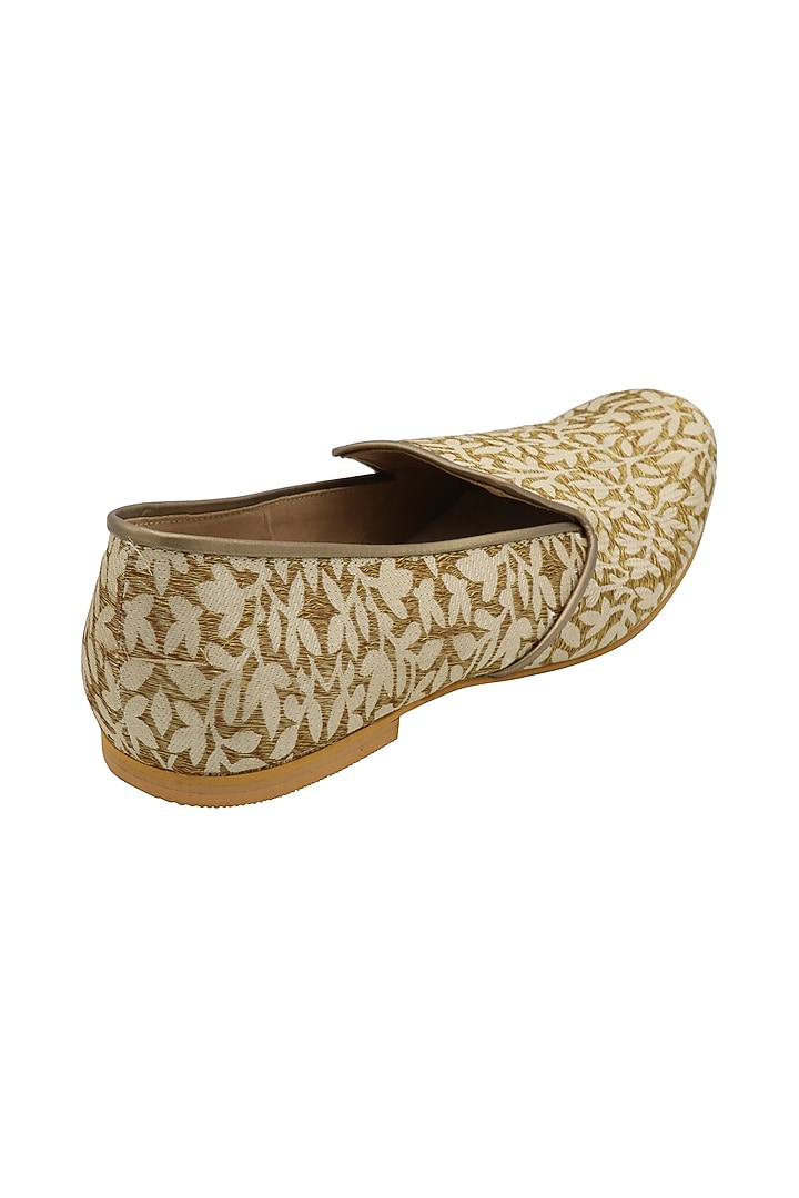 Cream & Gold Brocade Loafers by PAKO at Pernia's Pop Up Shop