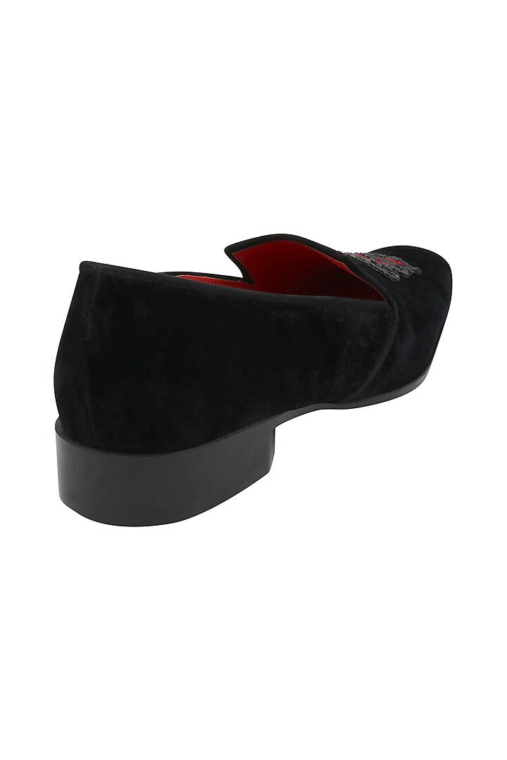 Black Hand Embroidered Loafers by PAKO at Pernia's Pop Up Shop