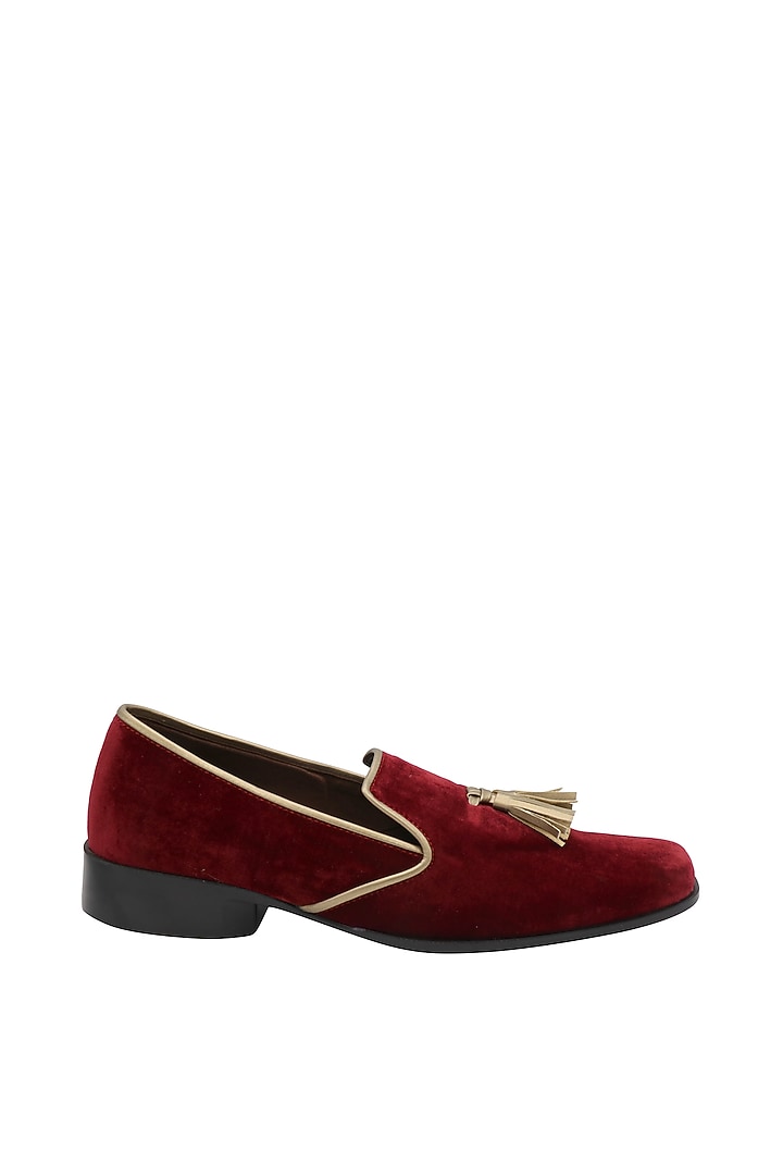 Maroon Velvet Loafers by PAKO at Pernia's Pop Up Shop