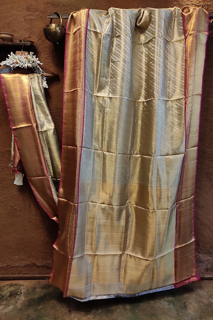 Silver Handwoven Silk Saree by Vaishali S