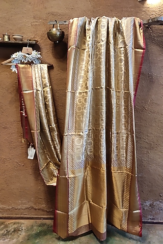 Copper Handwoven Silk Saree by Vaishali S