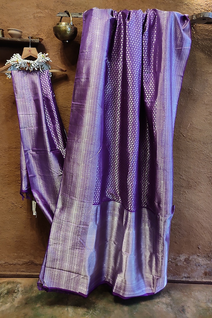 Purple Handwoven Silk Saree by Vaishali S