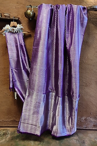 Purple Handwoven Silk Saree by Vaishali S