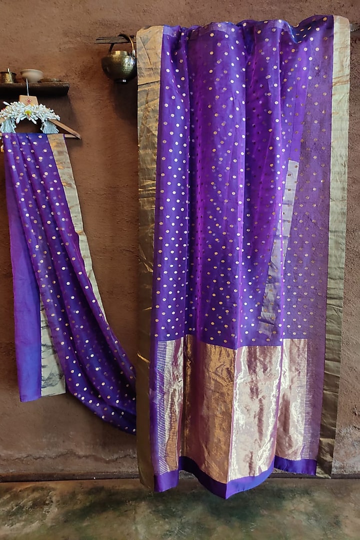 Violet Handwoven Silk Saree by Vaishali S