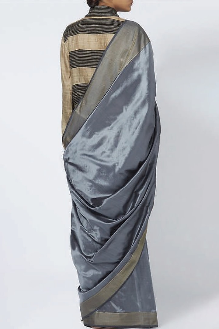 Grey Handwoven Silk Wedding Saree by Vaishali S at Pernia's Pop Up Shop