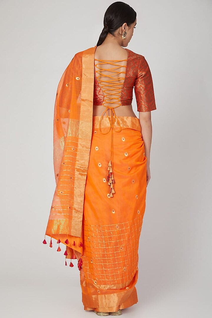 Orange Handwoven Silk Wedding Saree by Vaishali S at Pernia's Pop Up Shop