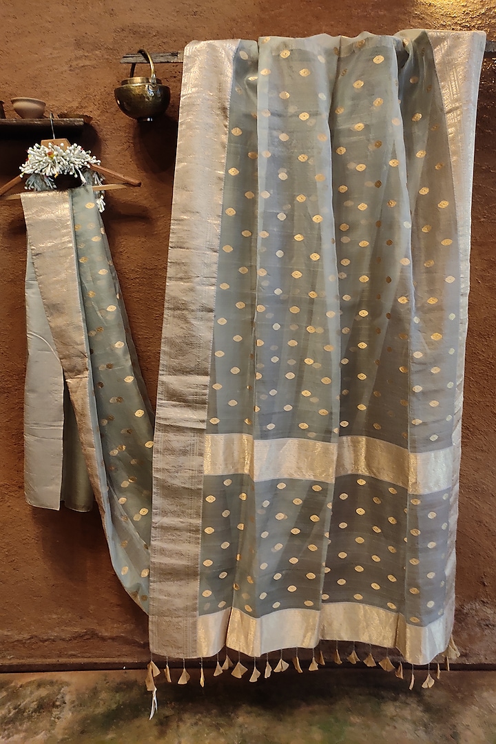 Grey Silk Saree by Vaishali S