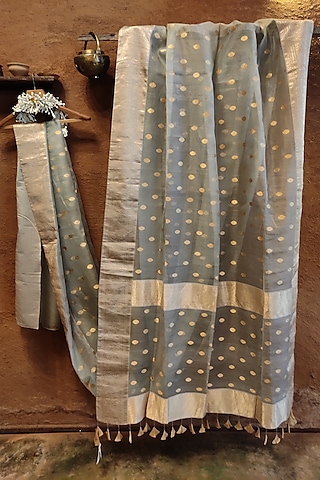 Grey Silk Saree by Vaishali S