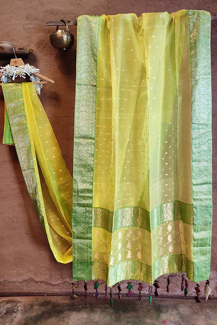 Yellow Handwoven Silk Saree by Vaishali S