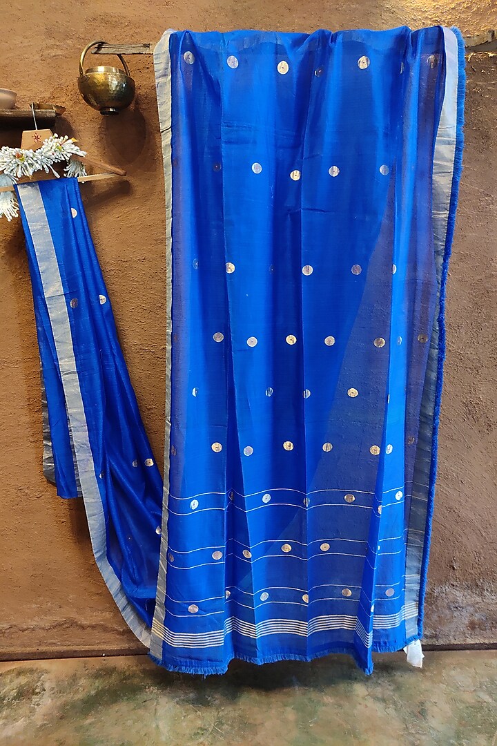 Blue Handwoven Silk Saree by Vaishali S