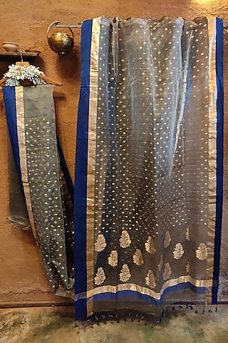 Grey Silk Saree by Vaishali S