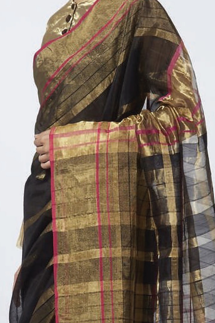 Black Handwoven Silk Wedding Saree by Vaishali S at Pernia's Pop Up Shop