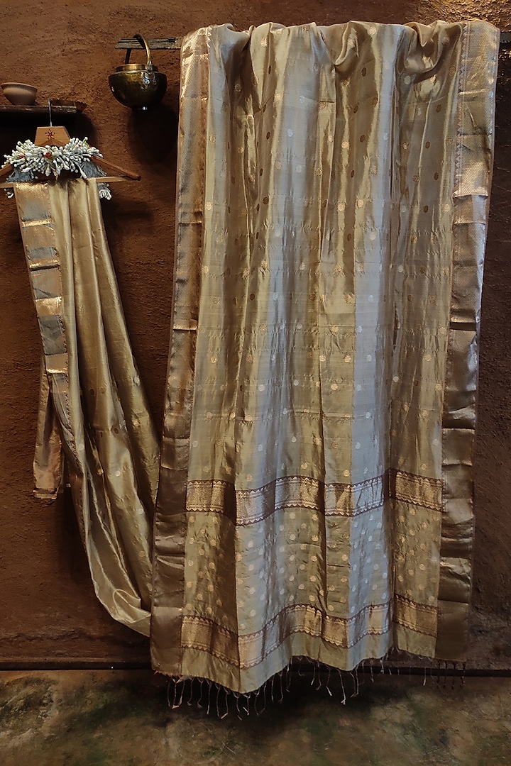 Grey Handwoven Silk Saree by Vaishali S