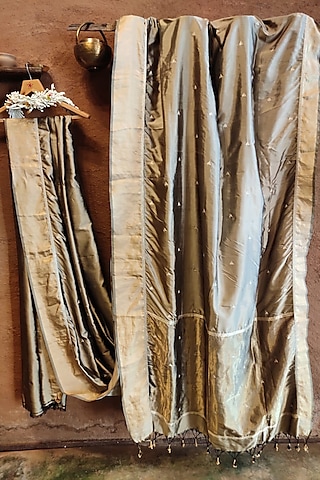 Grey Handwoven Silk Saree by Vaishali S