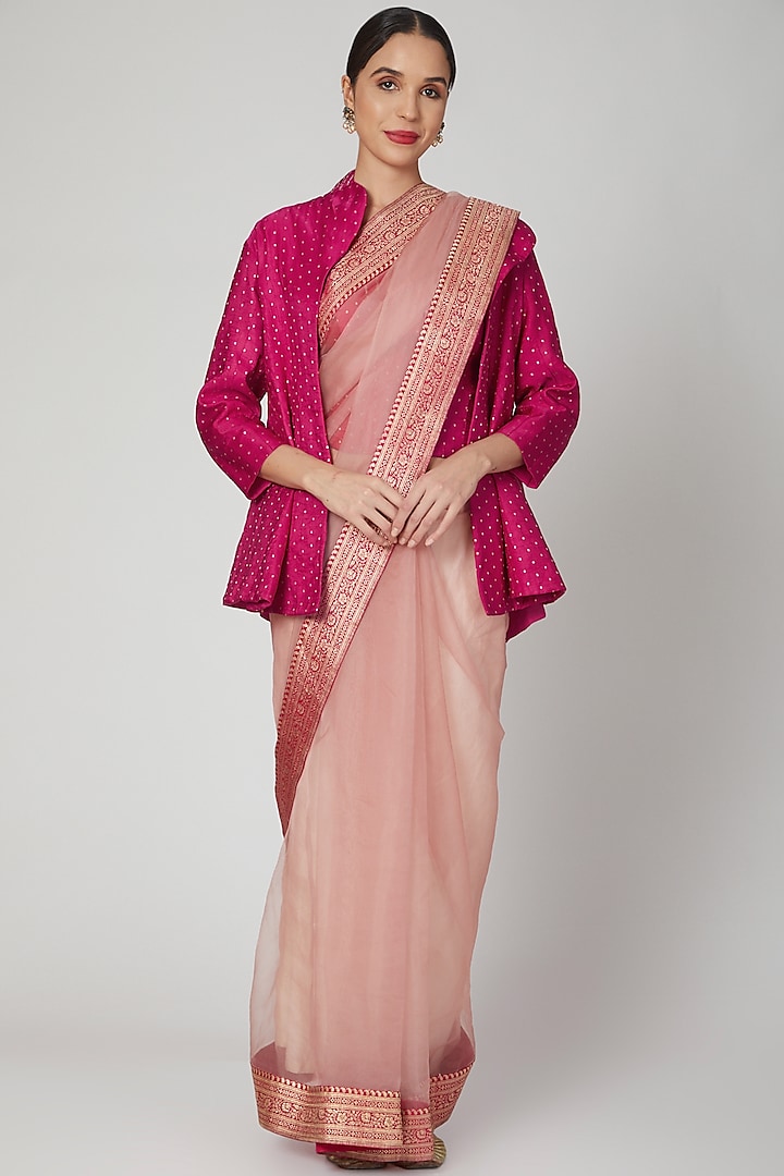 Blush Pink Handwoven Saree by Vaishali S
