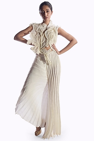 White Embroidered Top by Vaishali S