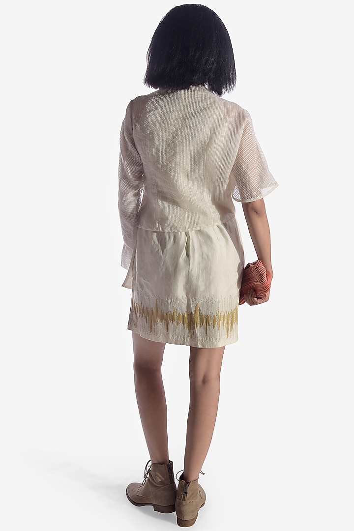 Off White Handwoven Jacket by Vaishali S at Pernia's Pop Up Shop