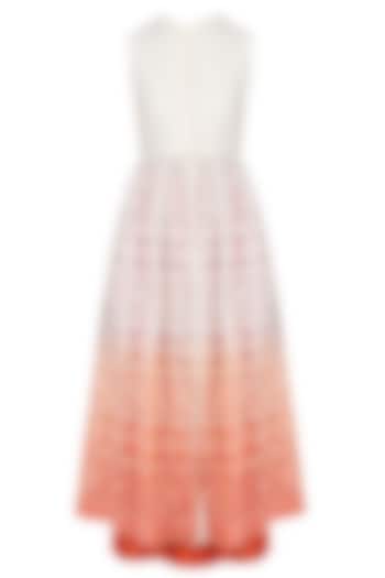 Off white to orange chikankari jacket tunic and pants set available only at Pernia's Pop Up Shop.