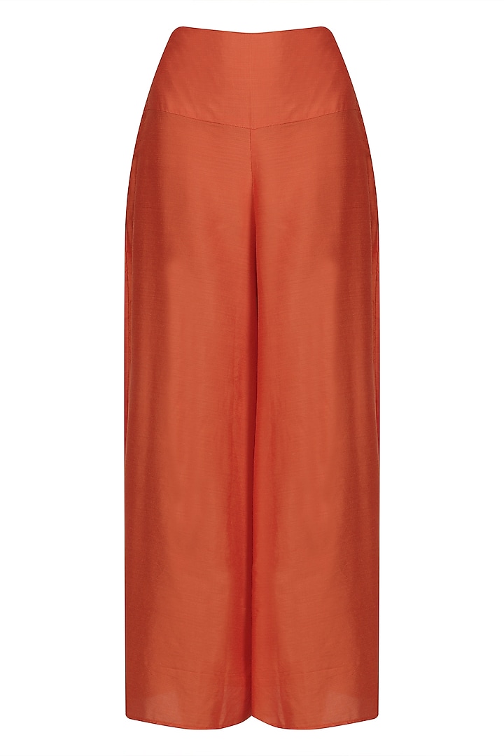 Off white to orange chikankari jacket tunic and pants set available only at Pernia's Pop Up Shop.