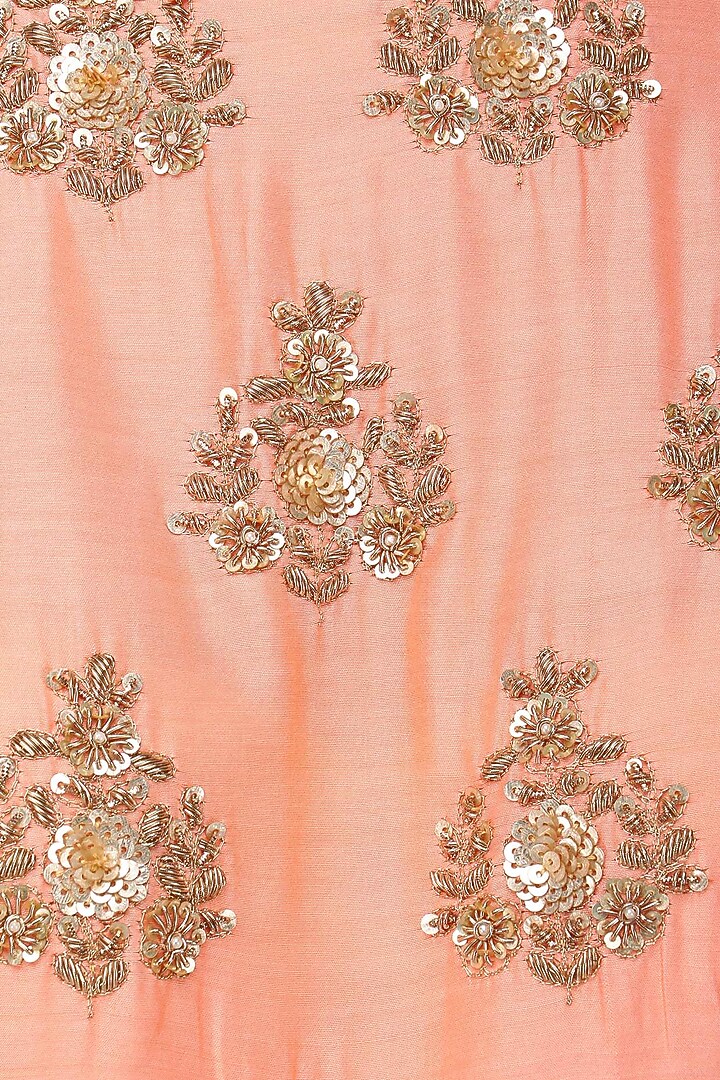 Peach embroidered tier kurta available only at Pernia's Pop Up Shop.