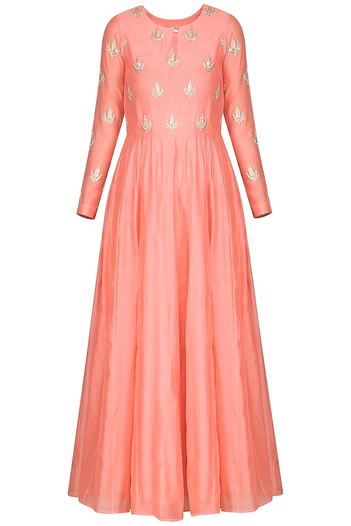 Pink Embroidered Anarkali with Dupatta by Vasavi Shah