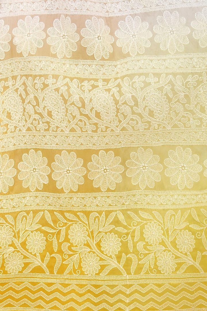 Off white to yellow chikankari jacket tunic and pants set available only at Pernia's Pop Up Shop.