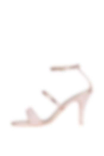 Salmon & Pink Metallic Strappy Heel Sandals by Veruschka By Payal Kothari at Pernia's Pop Up Shop