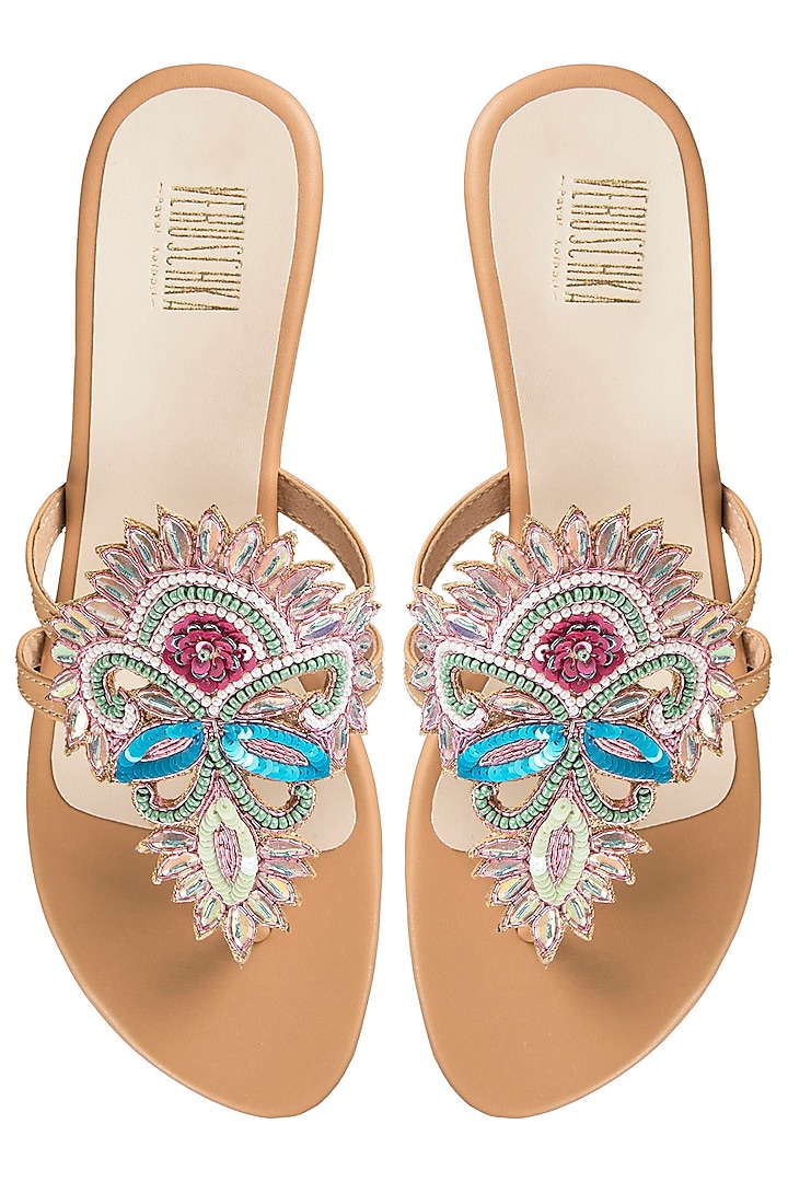 Multi Coloured Embroidered Platform Sandals by Veruschka By Payal Kothari