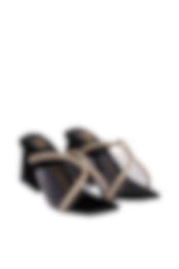 Black Micro Suede Slip-On Heels by Veruschka By Payal Kothari