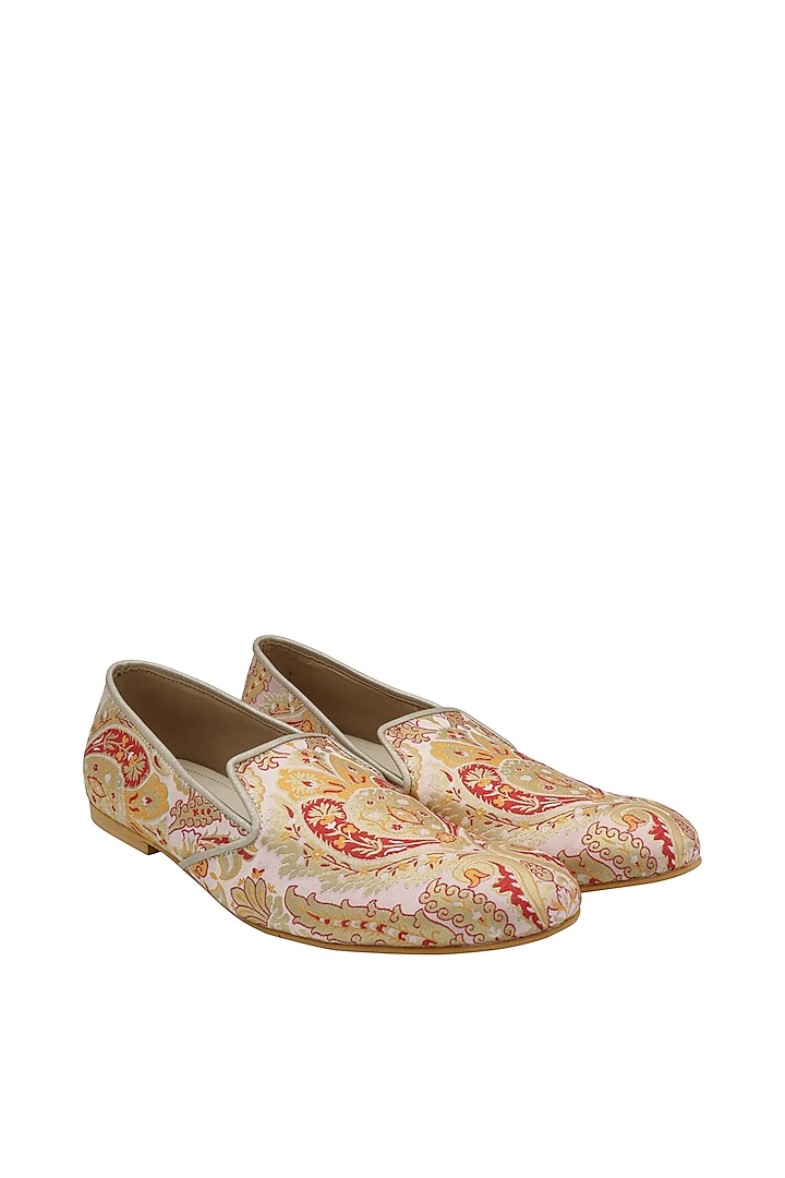 Light Pink Brocade Loafers by PAKO