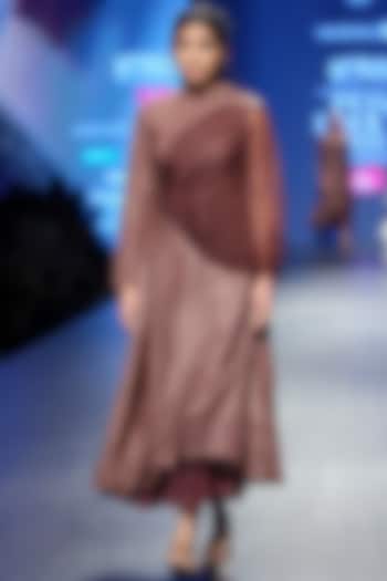 Brown Panelled Dress With Skirt by Vaishali S