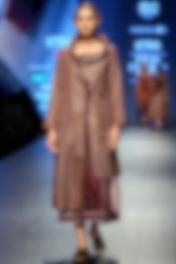 Brown Coat Style Dress With Sheer Skirt by Vaishali S