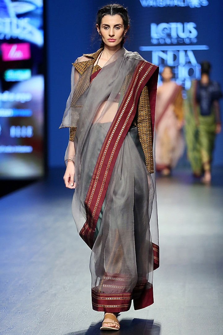 Golden Asymmetric Sleeves Coat by Vaishali S at Pernia's Pop Up Shop