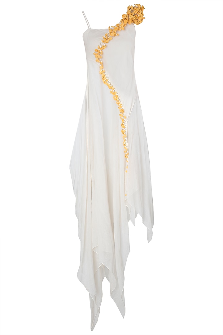 White Asymmetrical Maxi Dress by Vaishali S