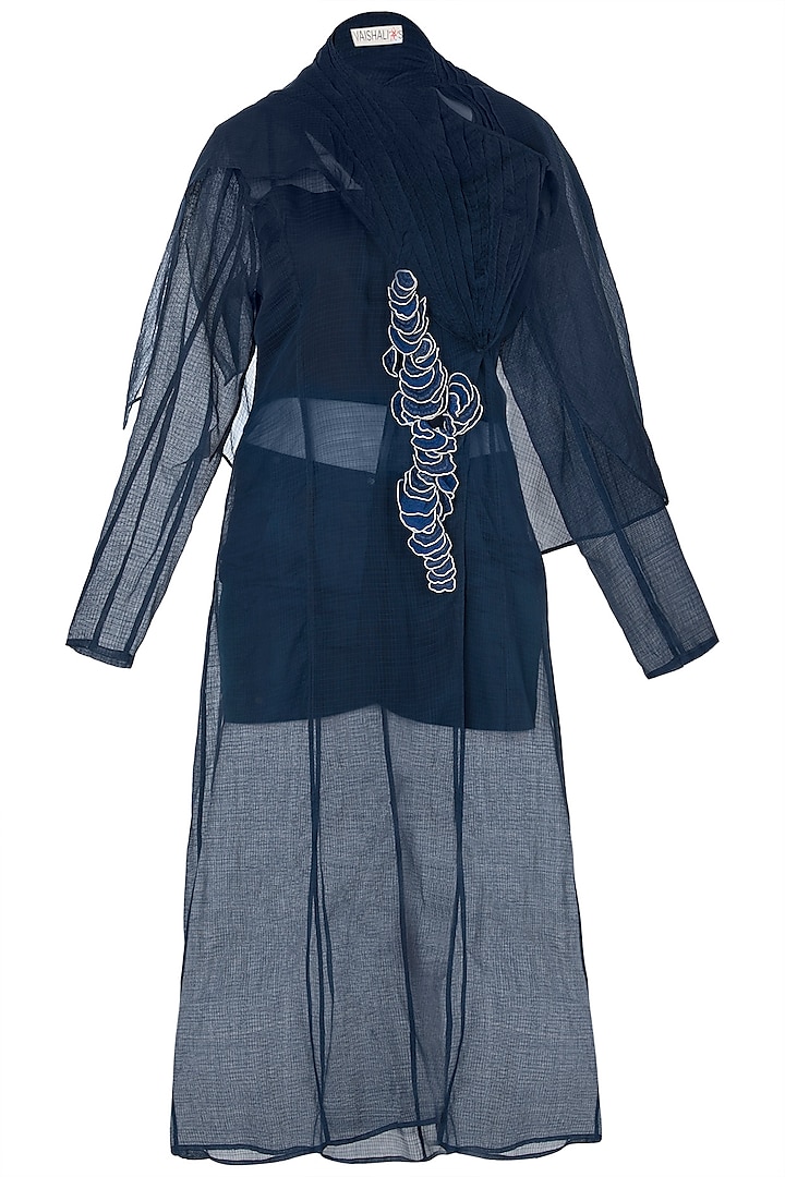 Blue Cape Midi Dress by Vaishali S
