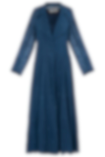 Blue Texture Midi Dress with Jacket by Vaishali S